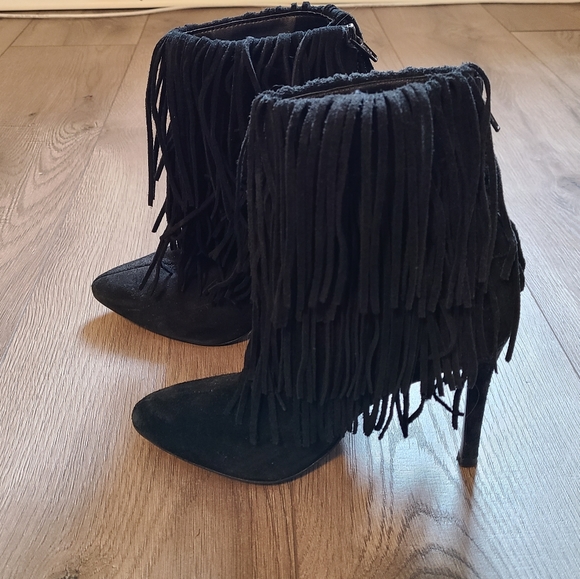 ZARA Black Fringe Booties Size 36 - Picture 3 of 8